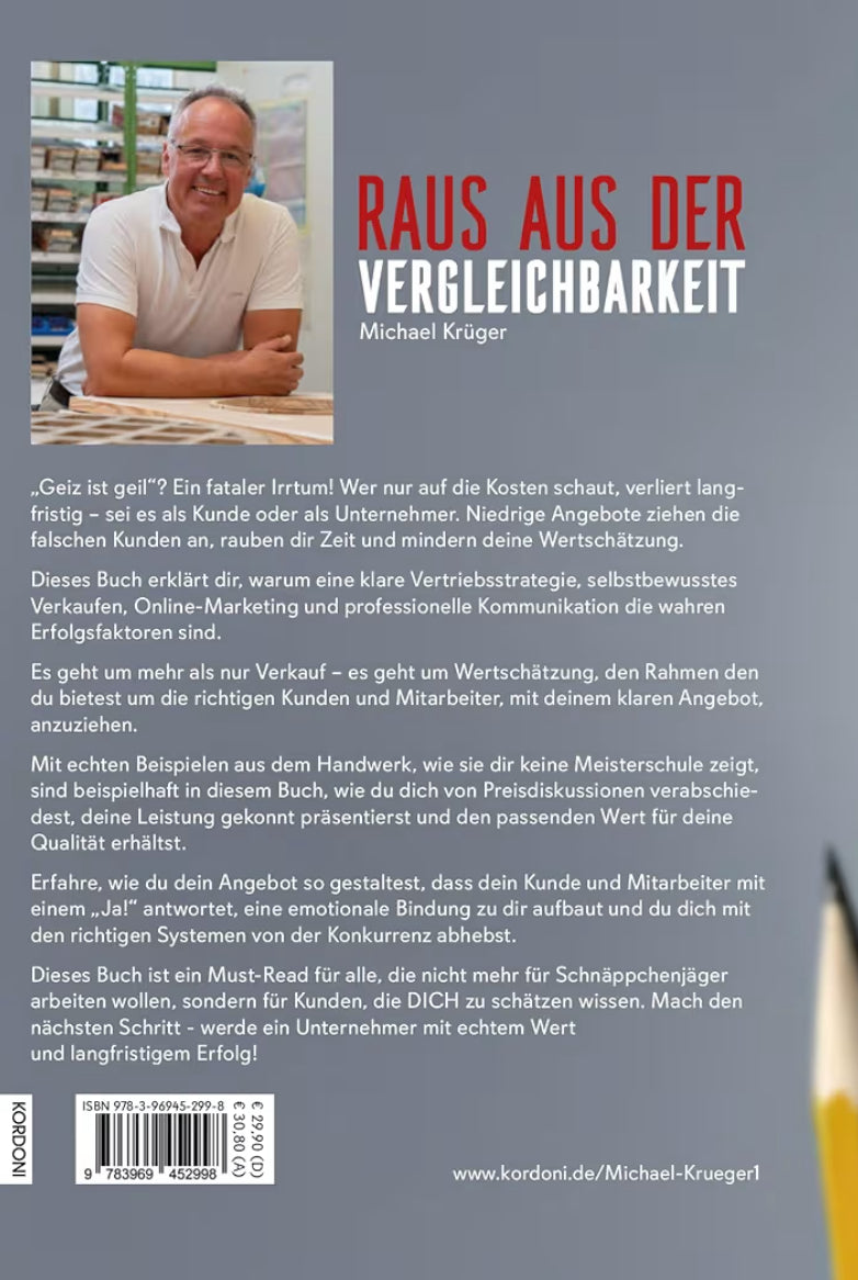 Handwerker hört Hörbuch über bessere Kunden, mehr Wertschätzung und klare Vertriebsstrategie im Handwerk